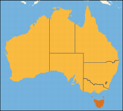 Tasmania elhelyezkedése Ausztráliában