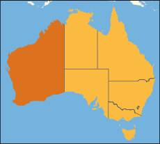Nyugat-Ausztrália elhelyezkedése Ausztráliában