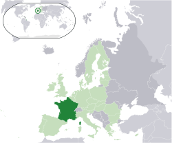 Franciaország elhelyezkedése Európában