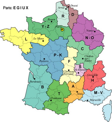 1901-es területkódok Franciaországban