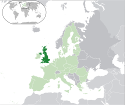 Az Egyesült Királyság elhelyezkedése Európában
