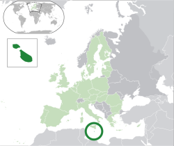 Málta elhelyezkedése Európában