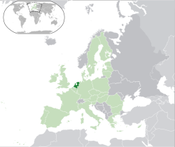 Hollandia elhelyezkedése Európában