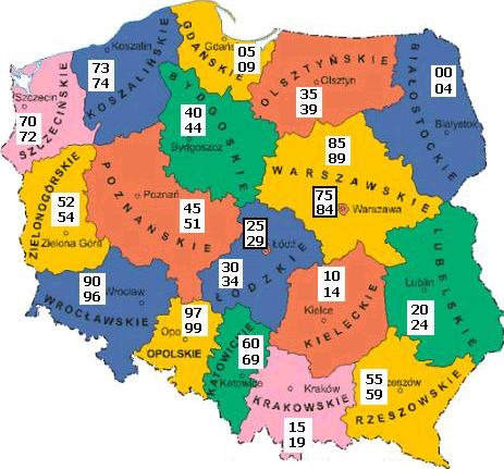 1950-es lengyel területkódok
