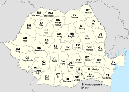 Román területkódok