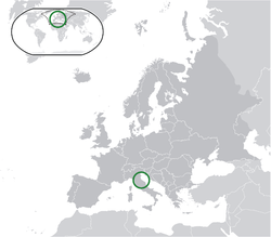 San Marino elhelyezkedése Európában