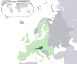 Ausztria elhelyezkedése Európában