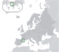 Andorra elhelyezkedése Európában