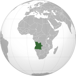 Angola elhelyezkedése Afrikában