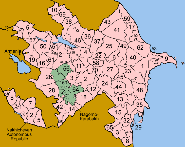Azerbajdzsán közigazgatási térképe