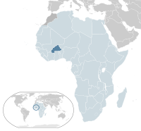 Burkina Faso elhelyezkedése Afrikában
