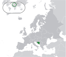 Bosznia-Hercegovina elhelyezkedése Európában