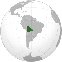 Bolívia elhelyezkedése Dél-Amerikában