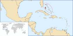 Bahama-szigetek elhelyezkedése Közép-Amerikában