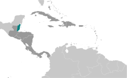Belize elhelyezkedése Közép-Amerikában