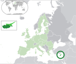 Ciprus elhelyezkedése Európában
