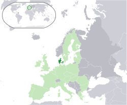 Dánia elhelyezkedése Európában