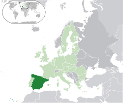 Spanyolrszág elhelyezkedése Európában