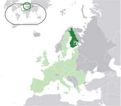Finnország elhelyezkedése Európában