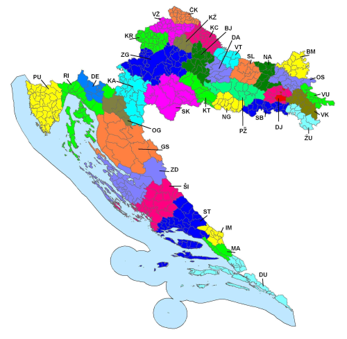 Horvát területkódok