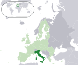 Olaszország elhelyezkedése Európában