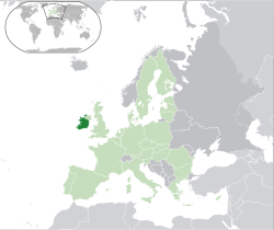 Írország elhelyezkedése Európában