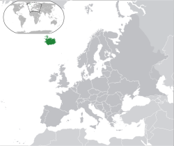 Izland elhelyezkedése Európában