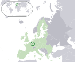Luxemburg elhelyezkedése Európában
