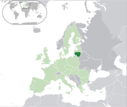 Litvánia elhelyezkedése Európában
