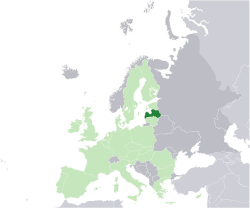 Lettország elhelyezkedése Európában