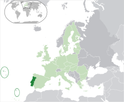 Portugália elhelyezkedése Európában