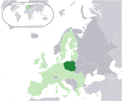 Lengyelország elhelyezkedése Európában