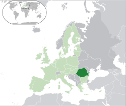 Románia elhelyezkedése Európában