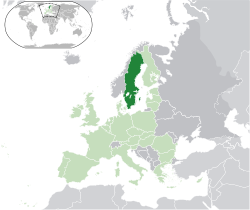 Svédország elhelyezkedése Európában