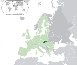 Szlovákia elhelyezkedése Európában