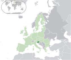 Szlovénia elhelyezkedése Európában