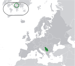Szerbia elhelyezkedése Európában