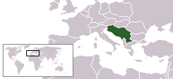 Az egykori Jugoszlávia elhelyezkedése